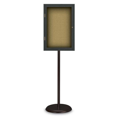 United Visual Products Corkboard, Triple Door, Radius Frame, 72x36", Bronze/Buff UV7005-BRONZE-BUFF